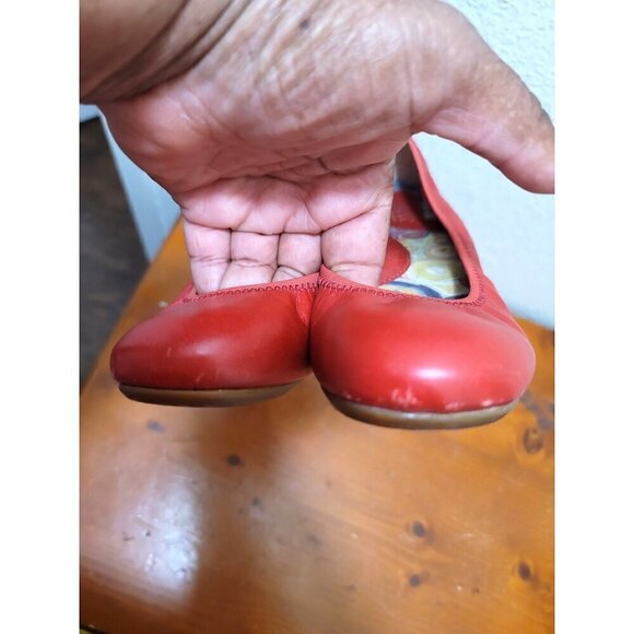 Born Red Leather Ballet Flats Slip on Shoes Size 6 - Picture 9 of 11
